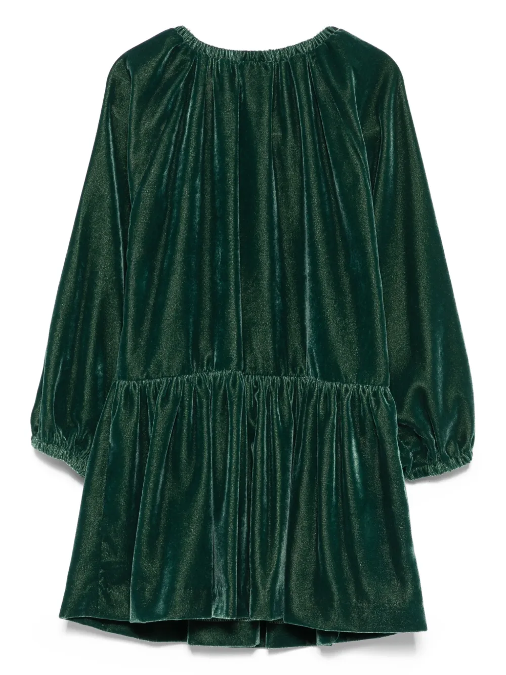 Il Gufo Fluwelen jurk met ruches Groen