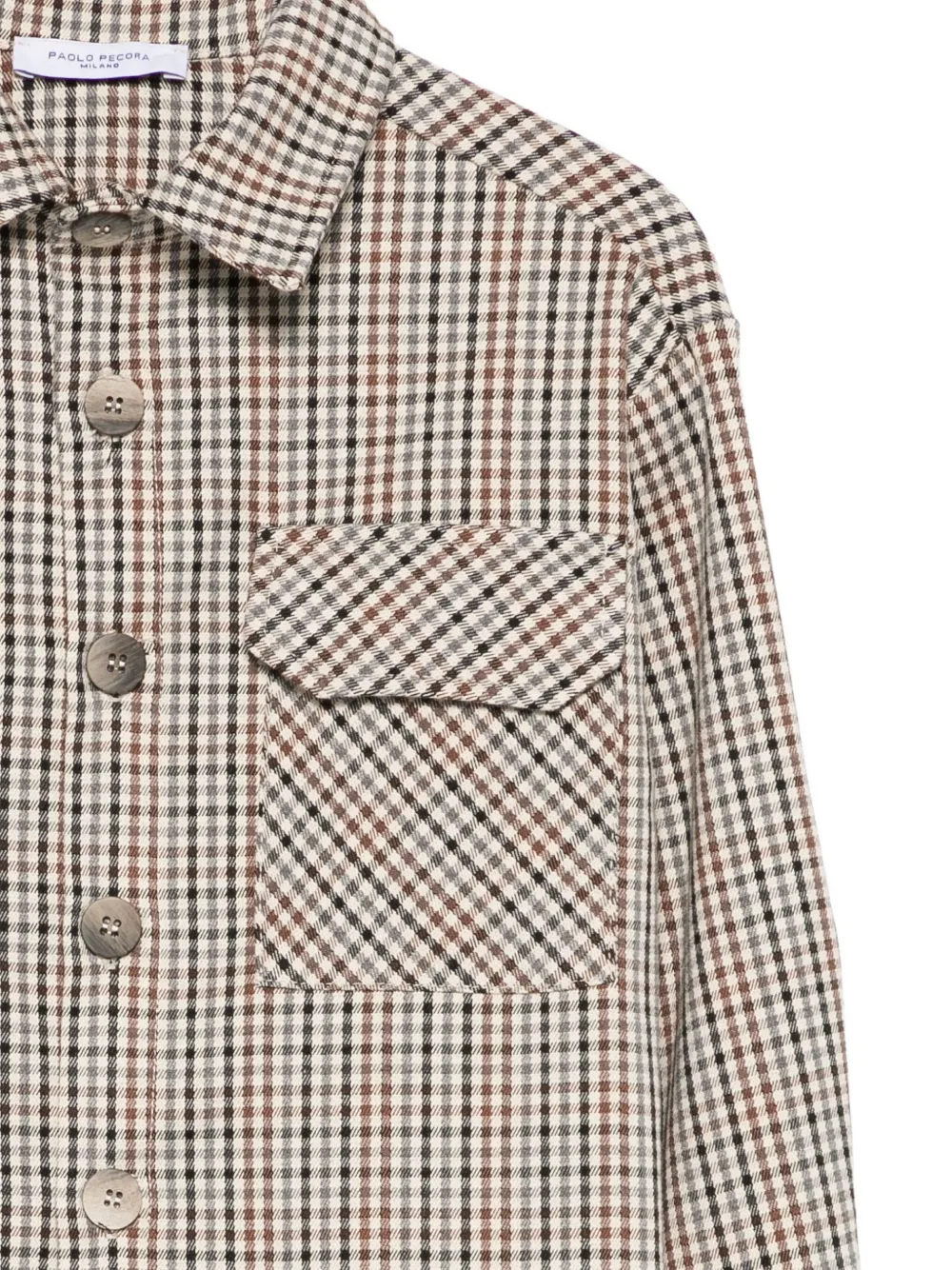 Paolo Pecora Kids Geruit shirt Beige