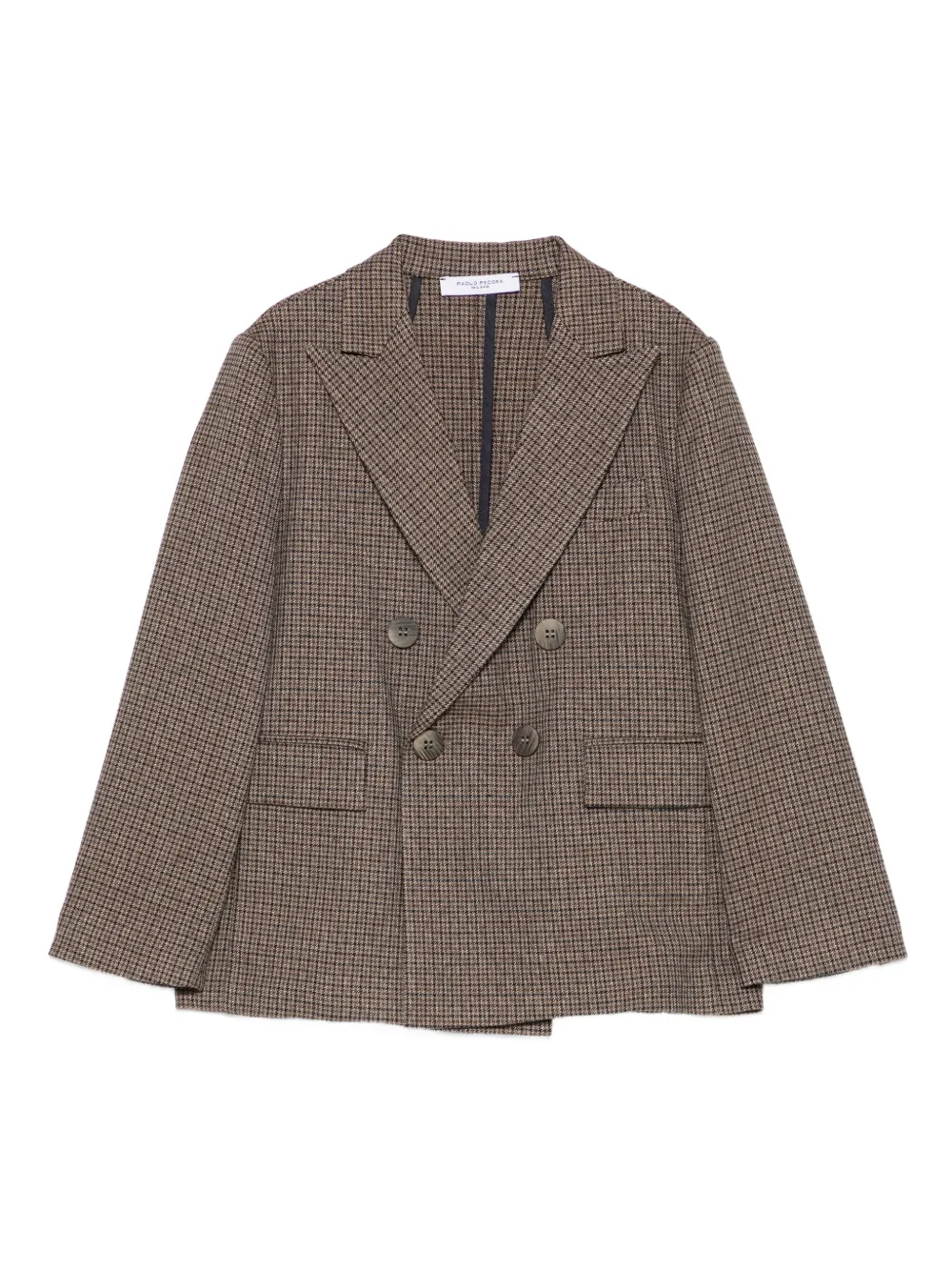 Paolo Pecora Kids houndstooth double-breasted blazer Bruin