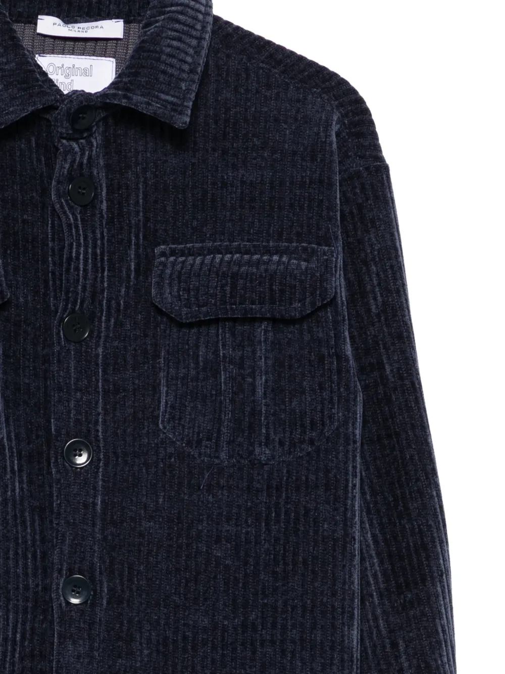Paolo Pecora Kids Ribfluweel shirt met knoop Blauw
