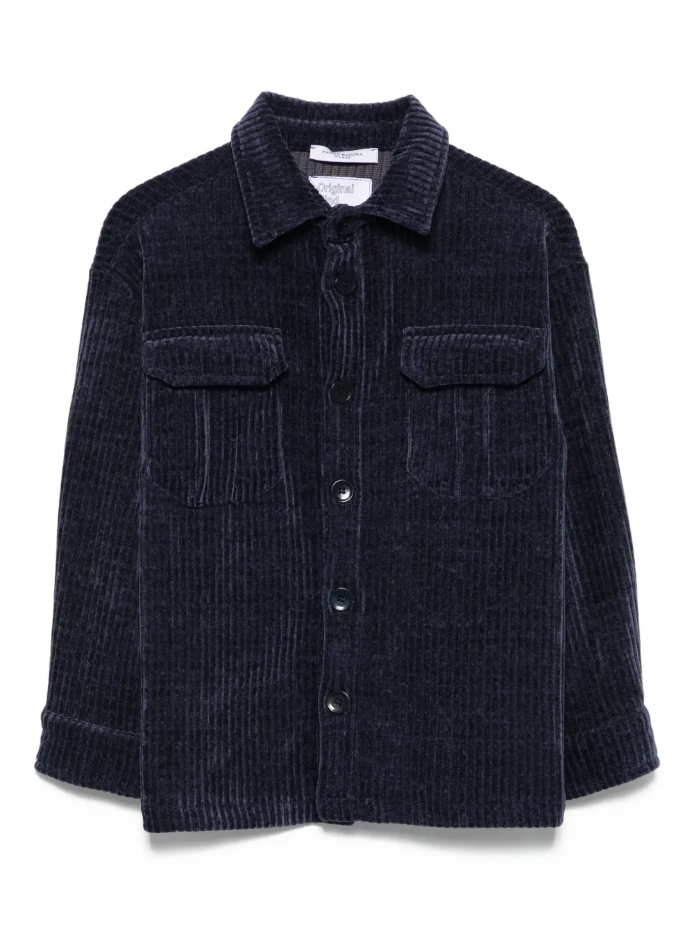 Paolo Pecora Kids corduroy button shirt Blauw