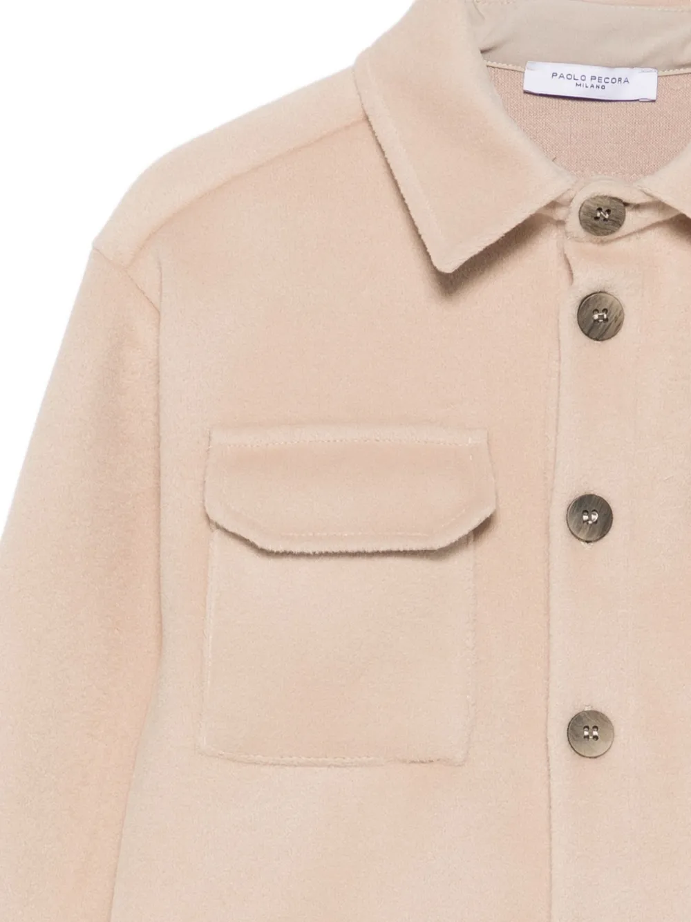 Paolo Pecora Kids Shirt met klepzak en knopen Beige