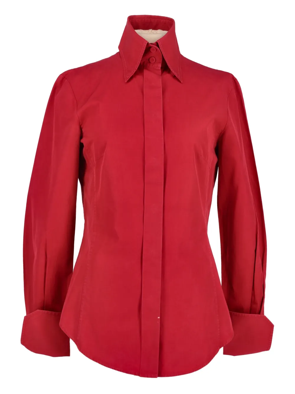 folded-cuffs cotton shirt