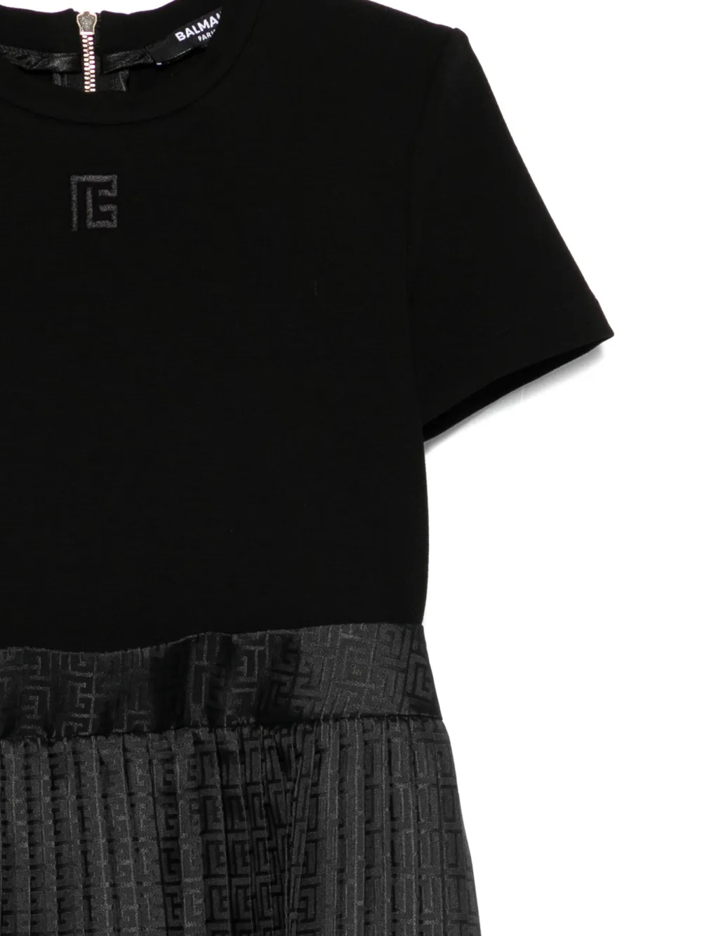 Balmain Kids Geplooide jurk met logo Zwart