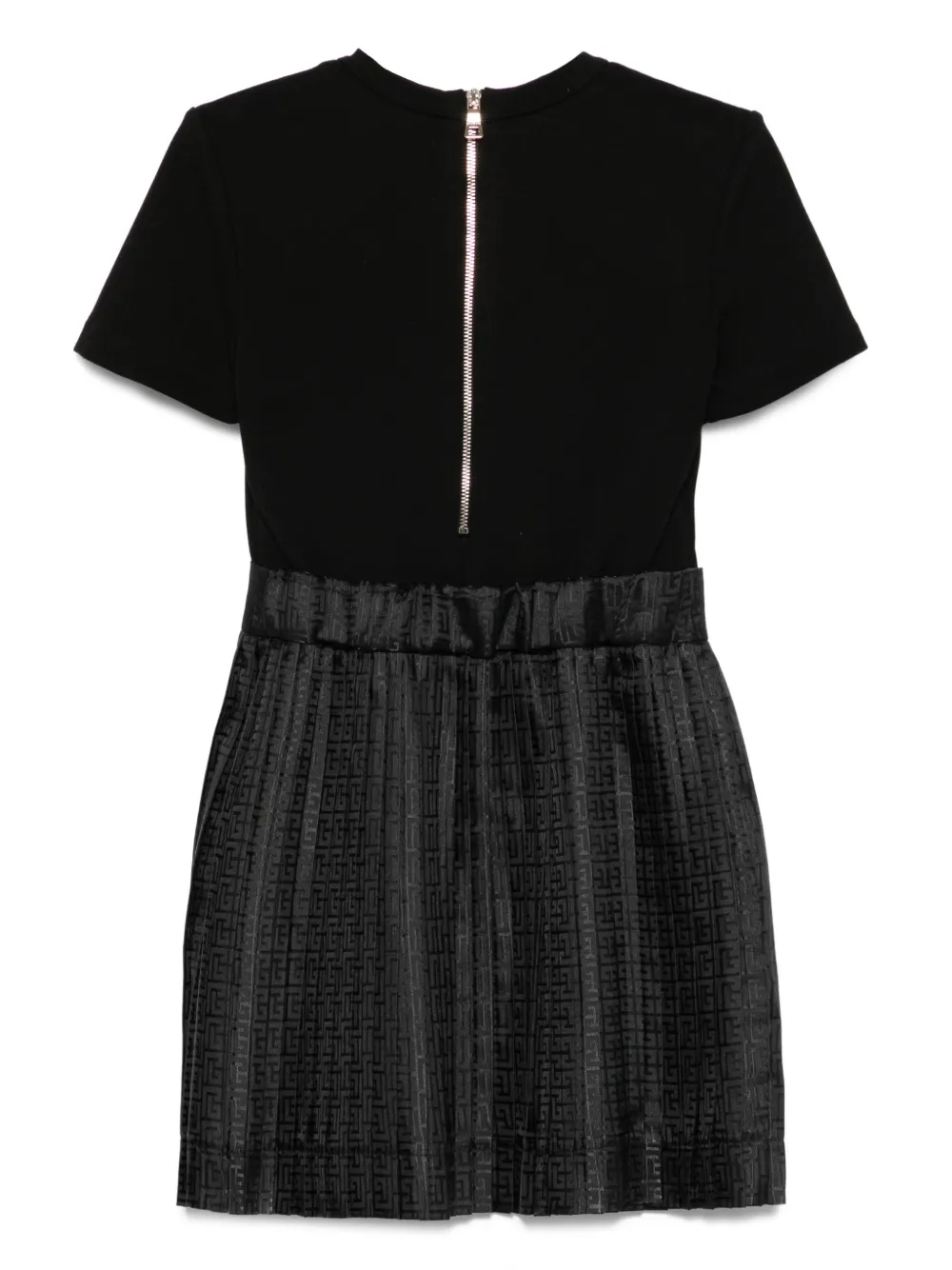 Balmain Kids Geplooide jurk met logo Zwart