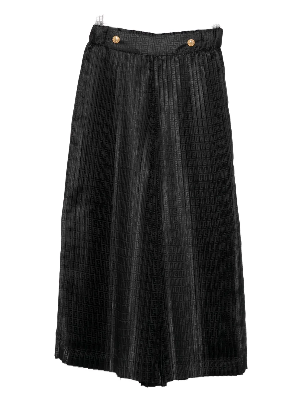 Balmain Pleated Monogram Trousers In Black