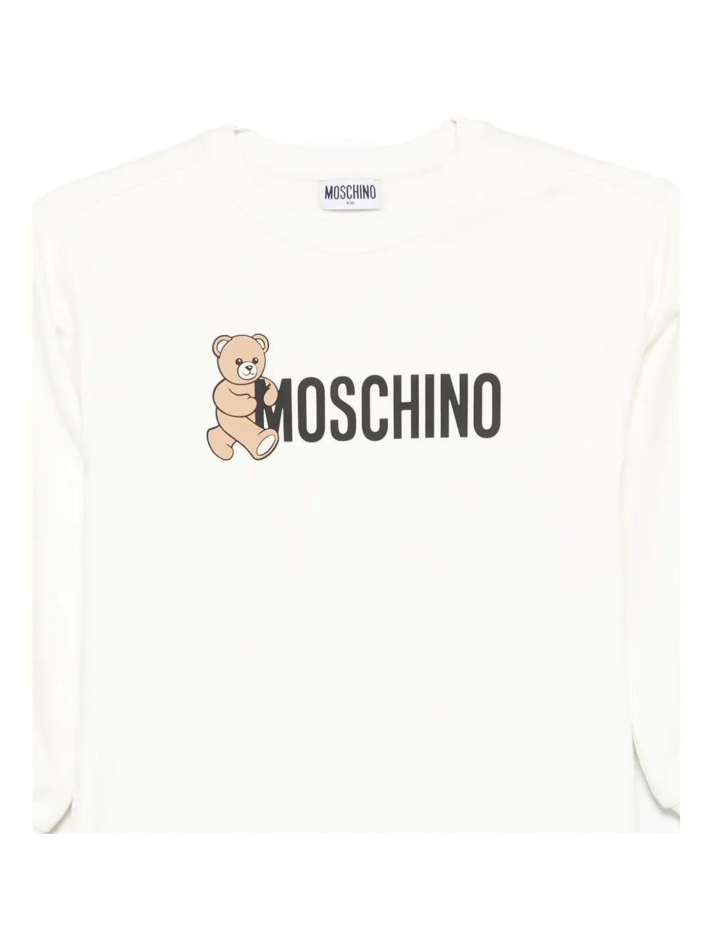 Moschino Kids Katoenen top met teddy-logo Wit