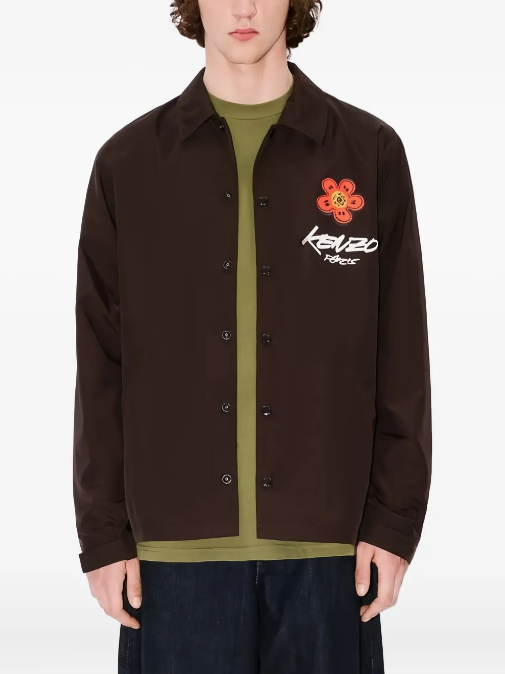 Kenzo x Futura 2000 shirtjack met bloemdetail Bruin