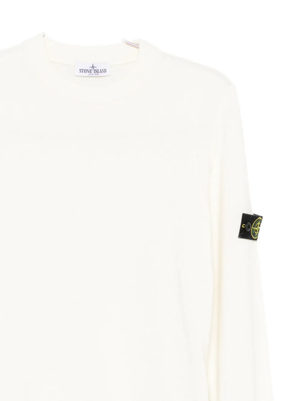 Stone Island Junior logo-patch crew-neck sweater Beige