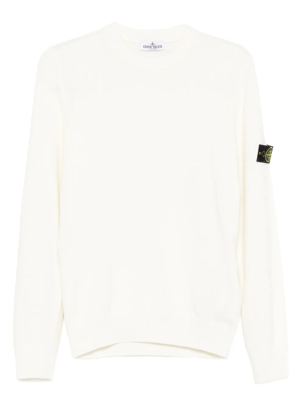 Stone Island Junior logo-patch crew-neck sweater Beige
