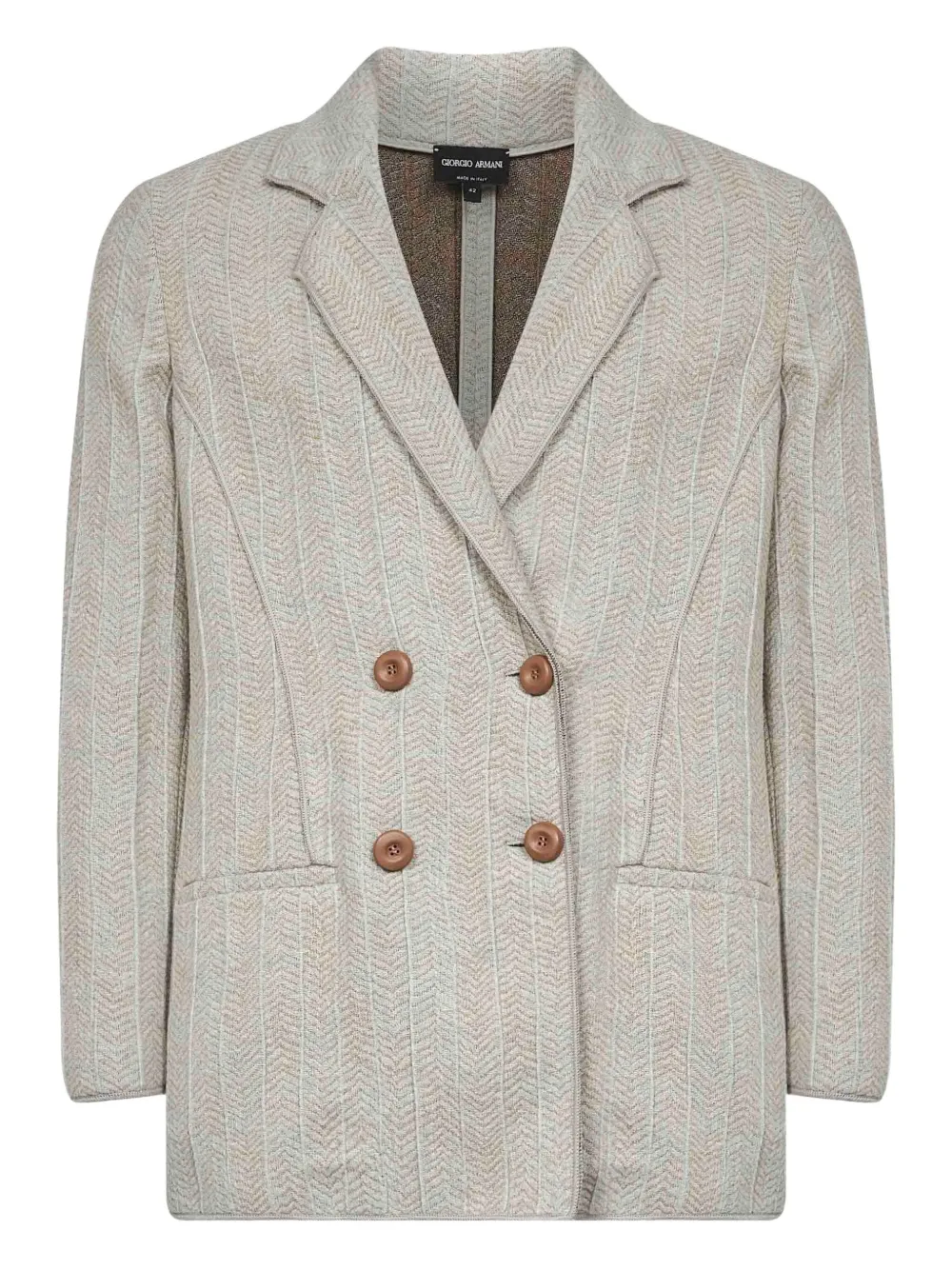 Giorgio Armani chevron-pattern double-breasted blazer Grijs