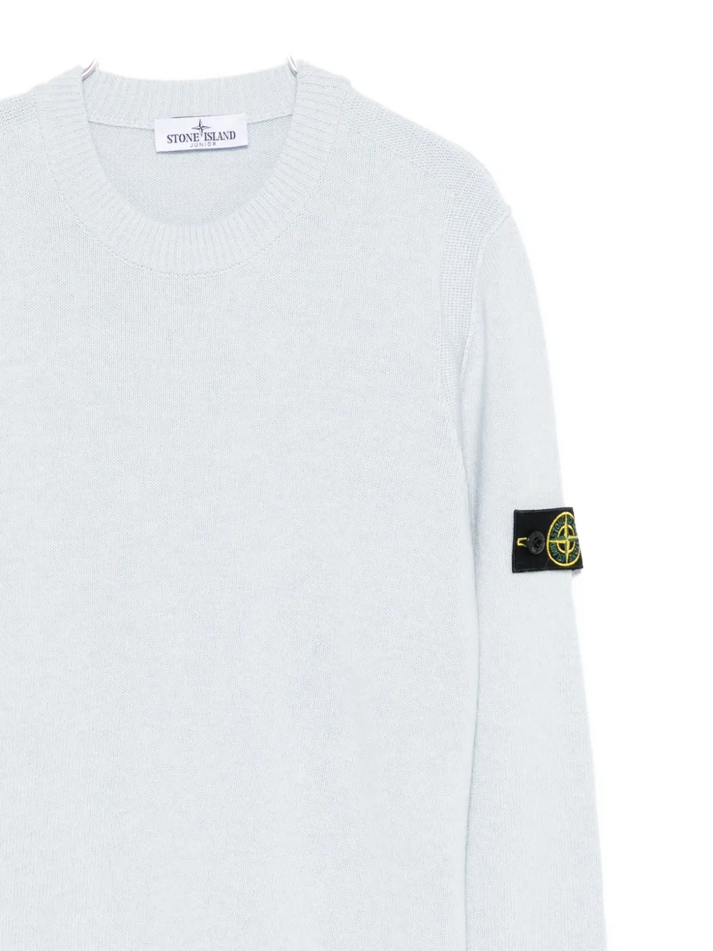 Stone Island Junior logo-patch wool sweater Blauw