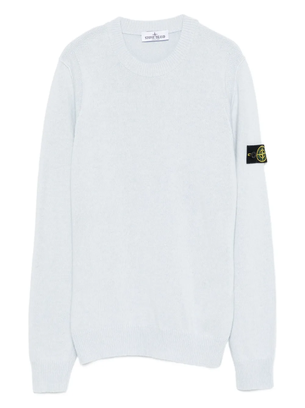 Stone Island Junior logo-patch wool sweater Blauw