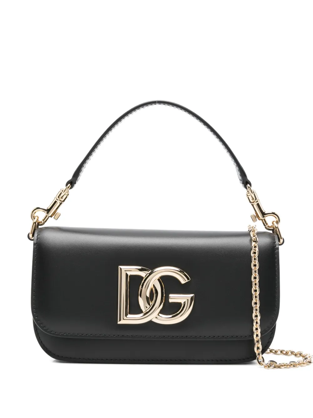 Dolce & Gabbana Mini Logo-plaque Leather Cross-body Bag In Black