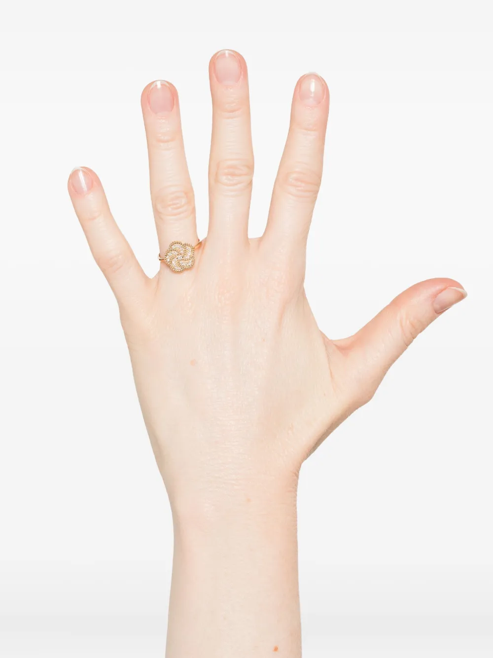 La Prima Gioielli 18k Yellow Gold Diamond Floral Ring 