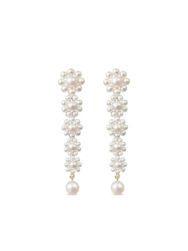 Sophie Bille Brahe 18CT Yellow Gold Marguerite Fleur Freshwater Pearl Earrings