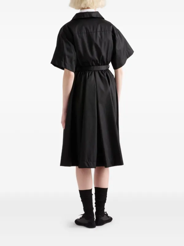 Prada Re-Nylon Belted Midi Dress | Black | FARFETCH