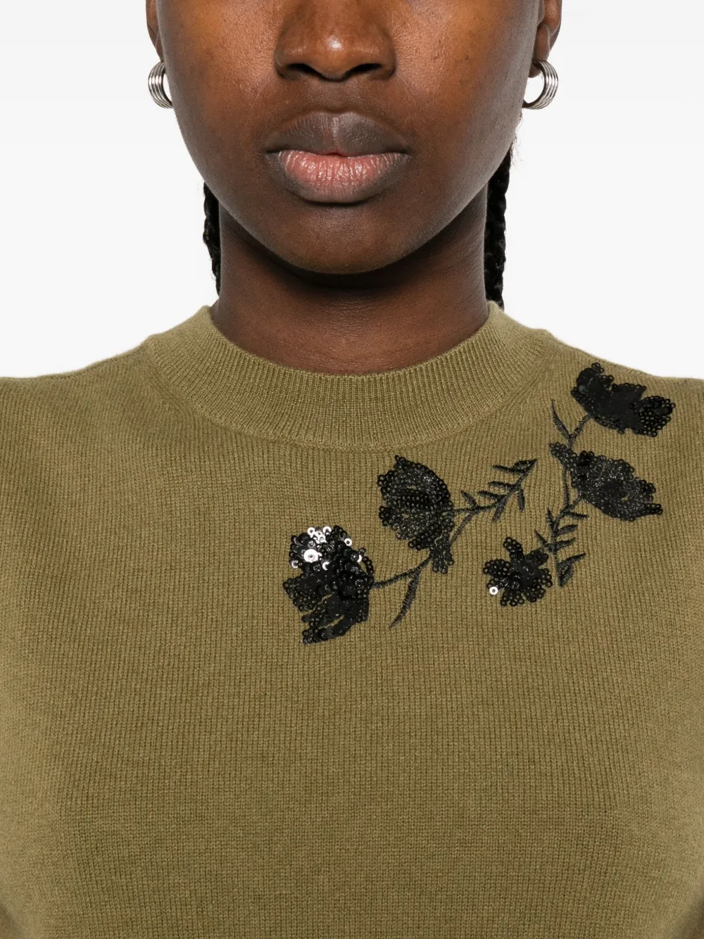 ERMANNO FIRENZE Top met geborduurde bloemen Groen