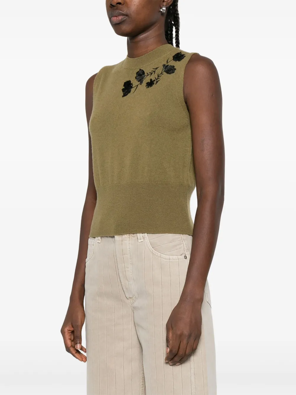 ERMANNO FIRENZE Top met geborduurde bloemen Groen