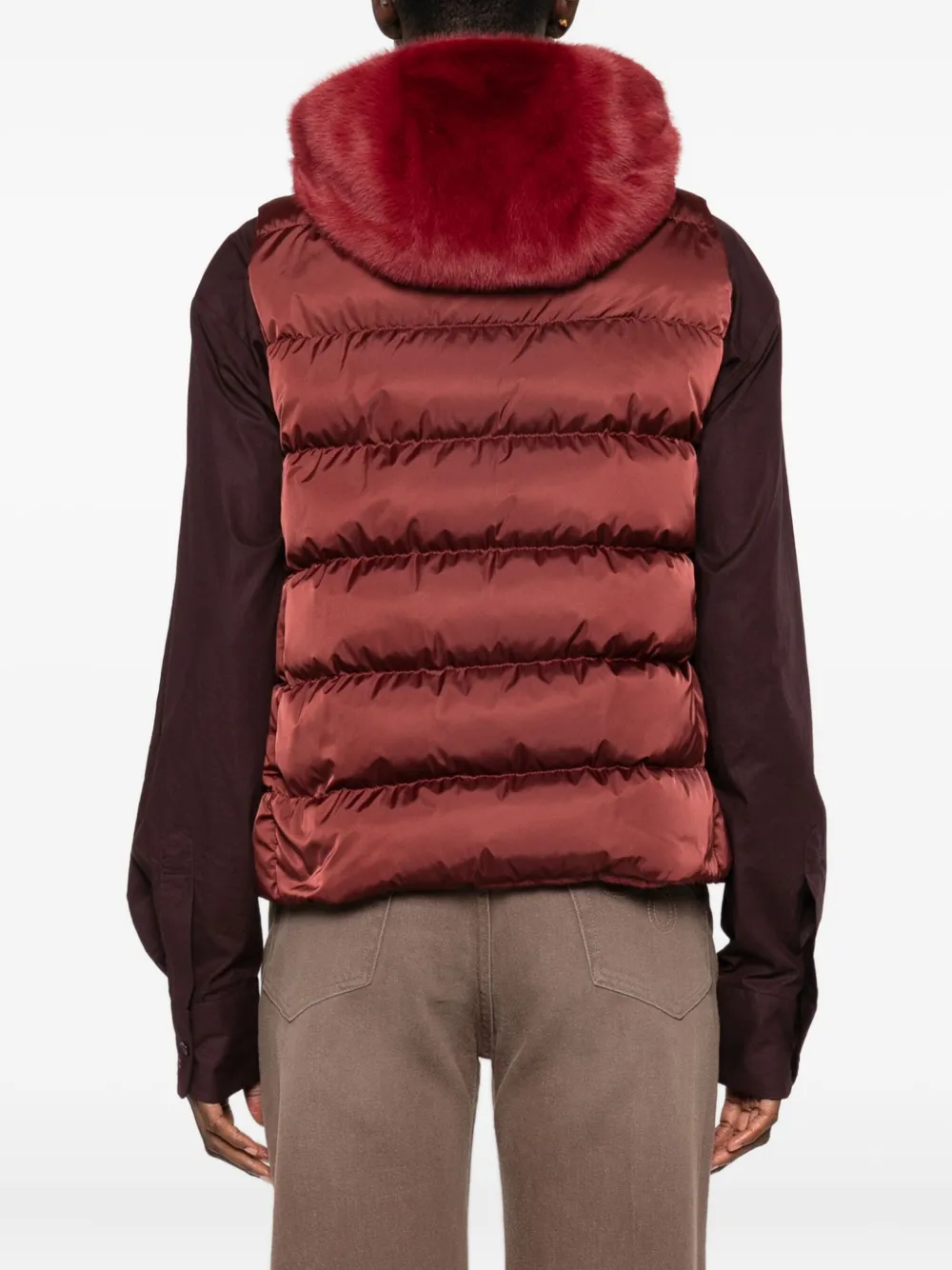 Herno Gilet met afwerking van bont Rood