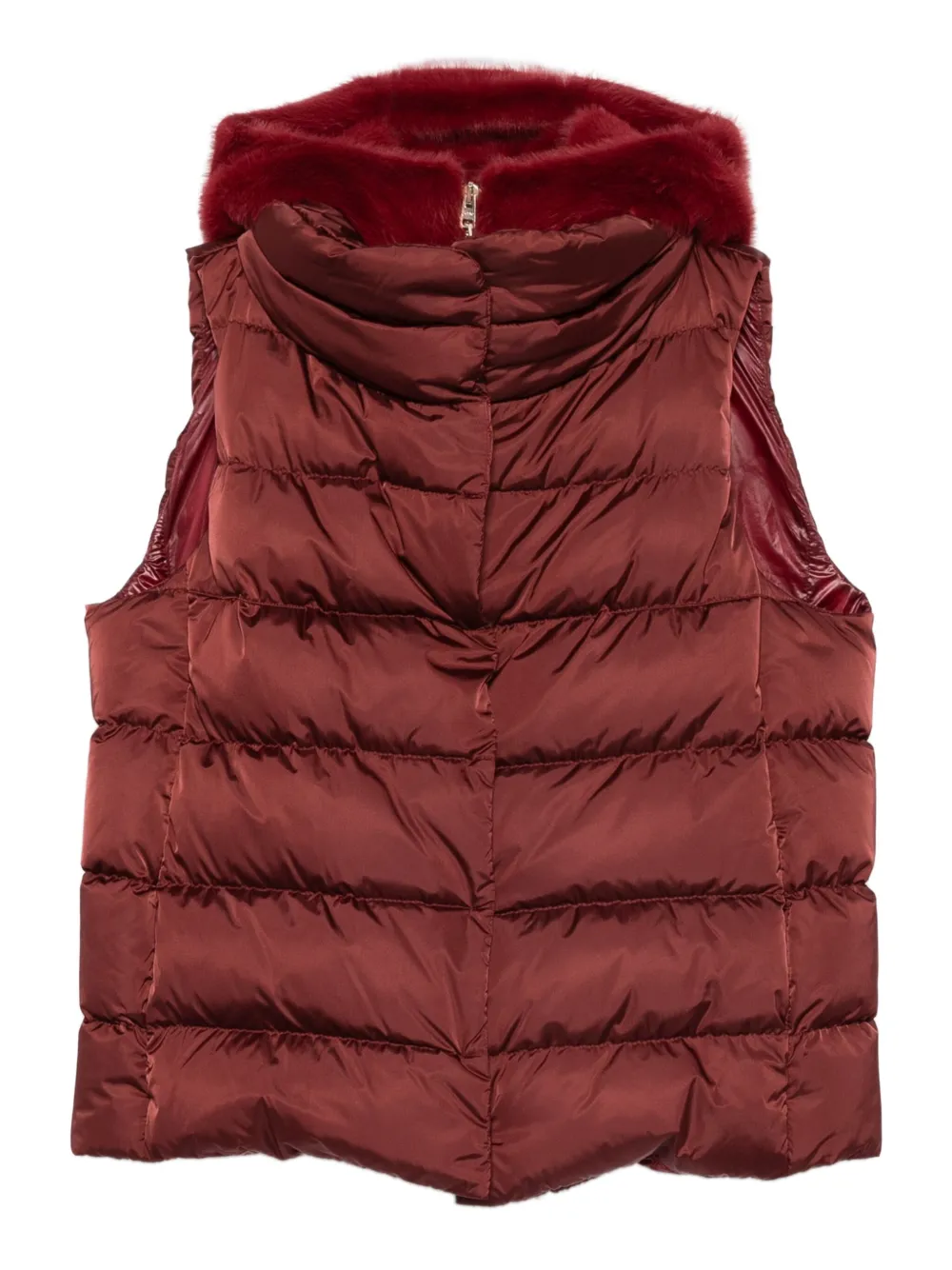 Herno Gilet met afwerking van bont Rood