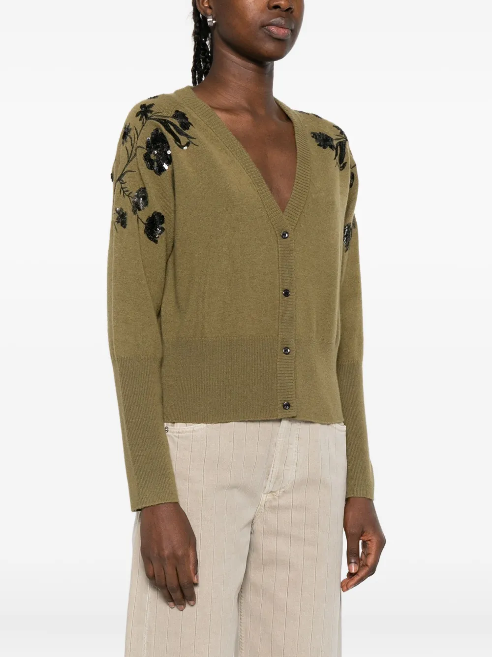 Ermanno Firenze Sequin-embellishment Cardigan In Green