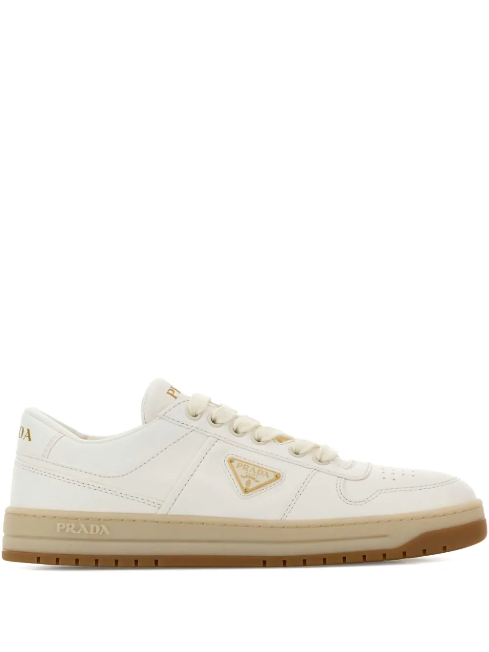 Prada Downtown leren low-top sneakers met logo Wit