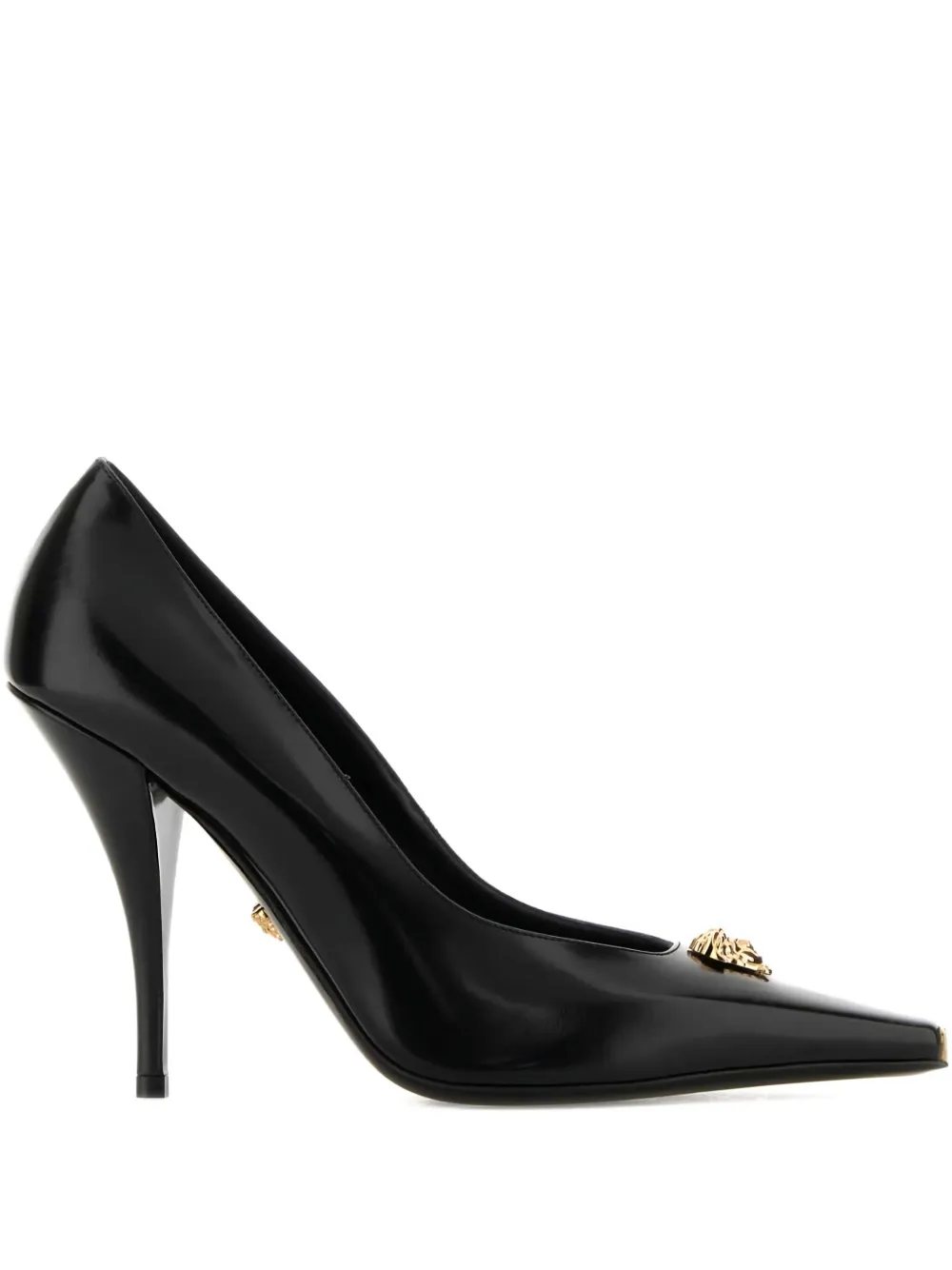Versace 110mm La Medusa Leather Heeled Pumps In Black