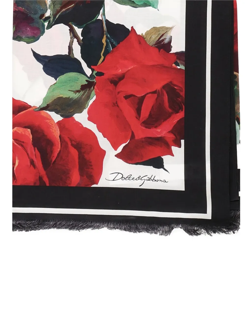 Dolce & Gabbana Rose-print Fringed Cover-up Scarf In Multi