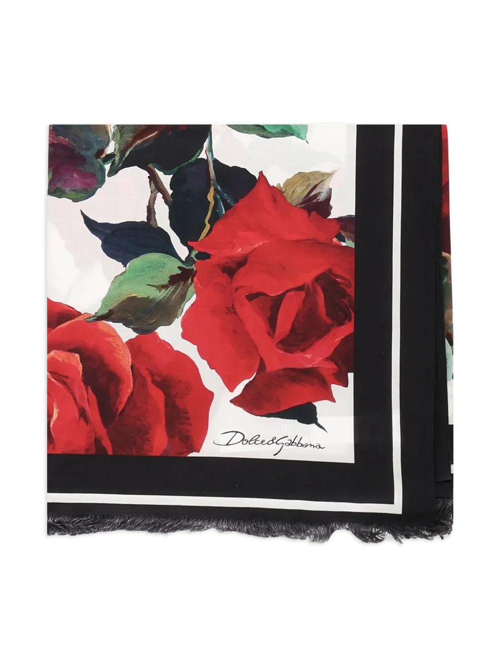 Dolce & Gabbana Wikkeldoek met roosprint en franje Rood