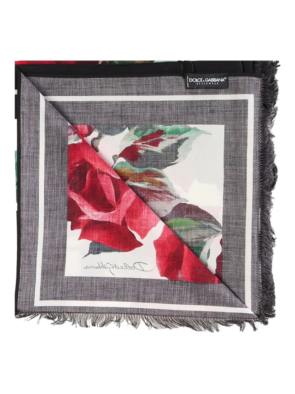 Dolce & Gabbana Wikkeldoek met roosprint en franje Rood