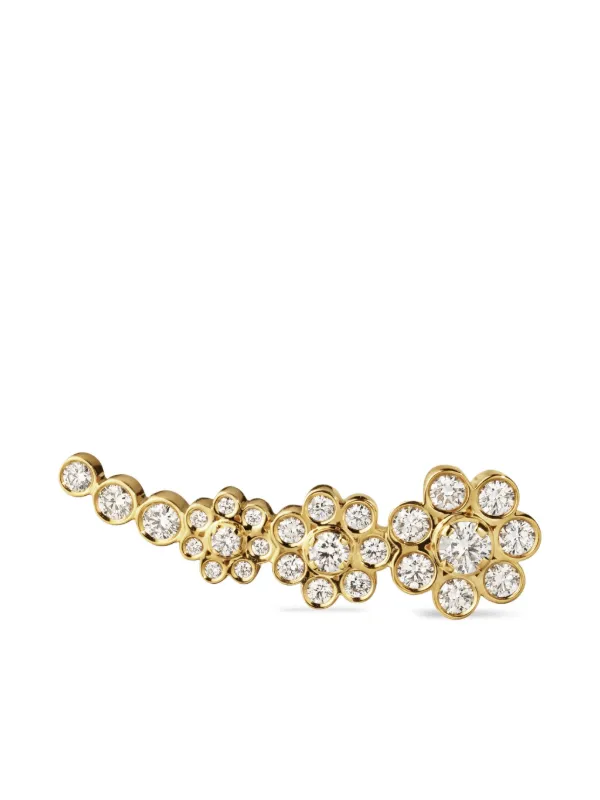 Sophie Bille Brahe 18CT Yellow Gold Croissant Fleur Diamond Earring