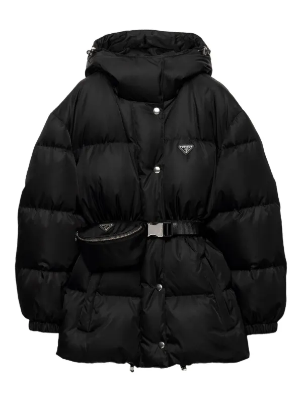 Prada Marque Ski Vetement Prada Veste Crop En Cuir Noir FARFETCH FR