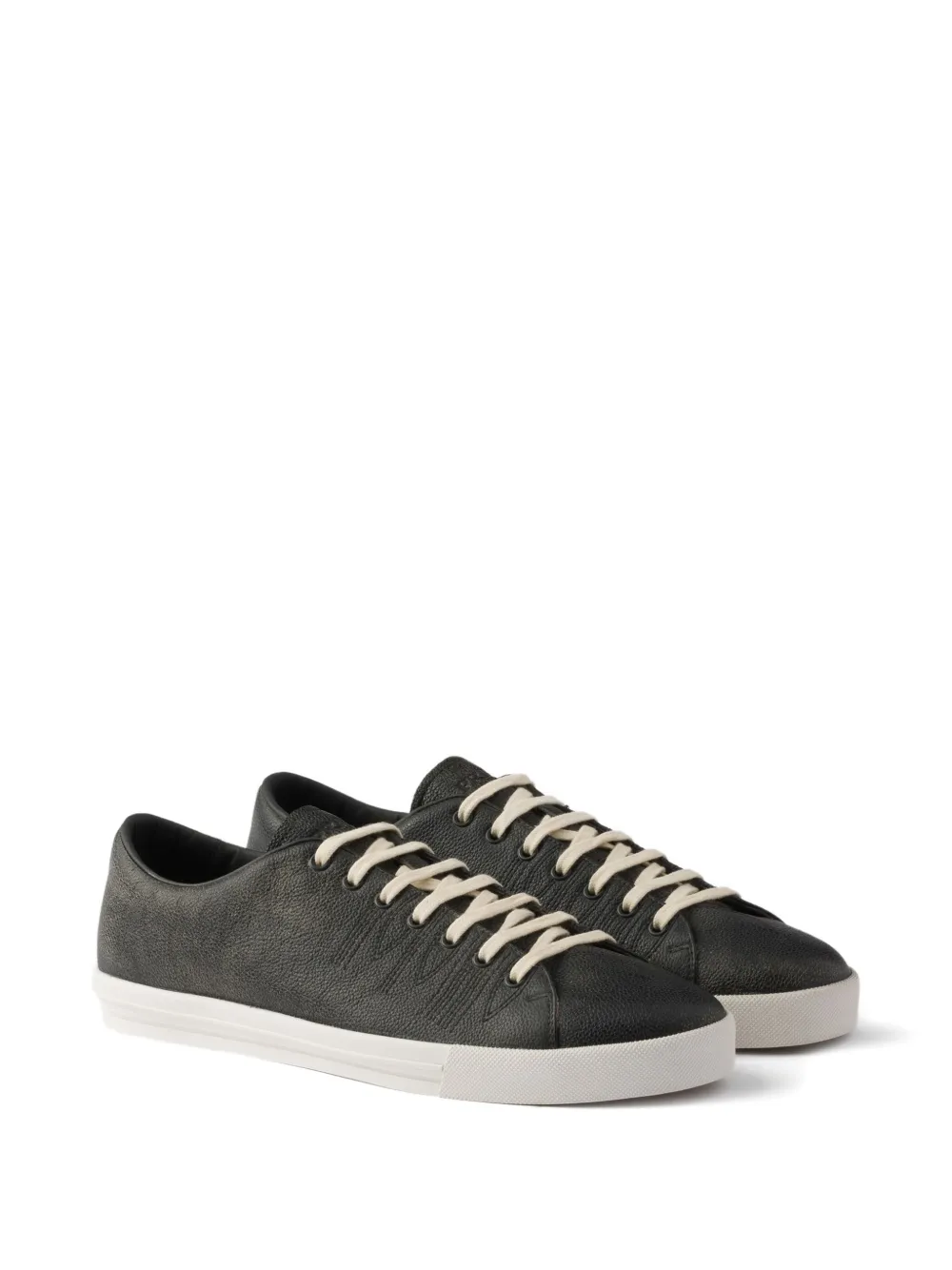 Prada aged-effect lace-up low-top sneakers Black
