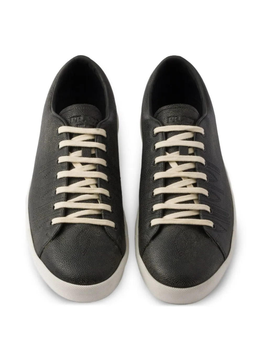 Prada aged-effect lace-up low-top sneakers Black