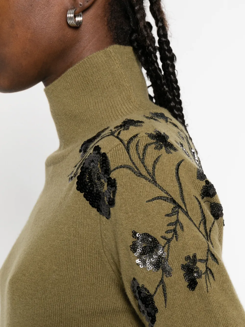 Ermanno Firenze Floral-sequin Embellished Sweater In Green