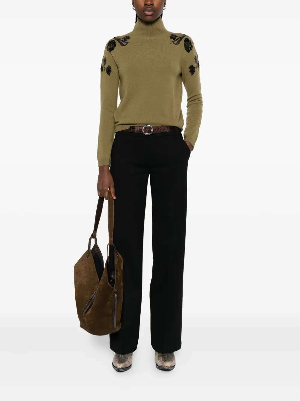 Ermanno Firenze Floral-sequin Embellished Sweater In Green