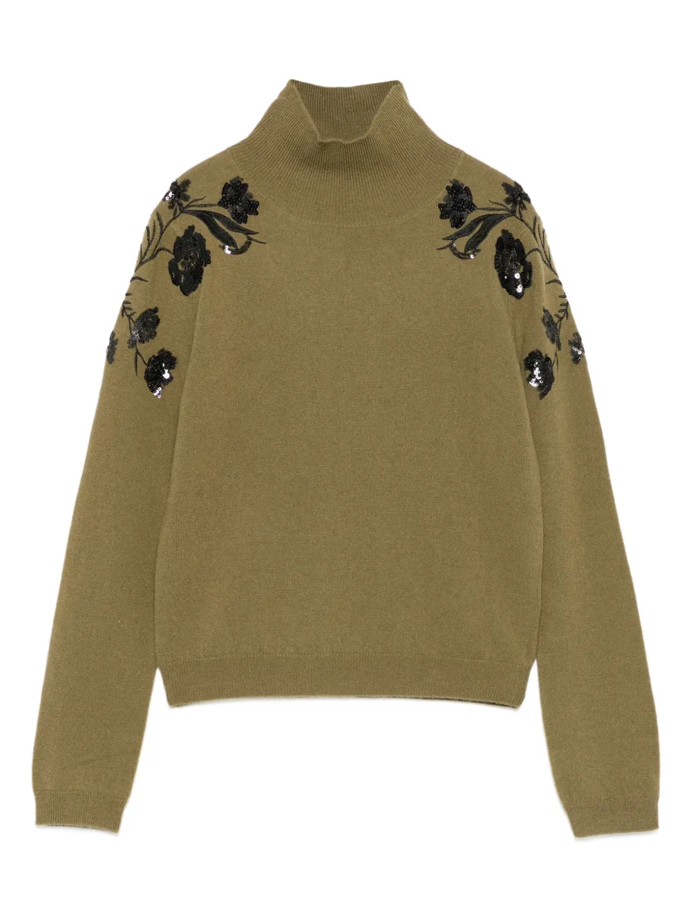 Ermanno Firenze Floral-sequin Embellished Sweater In Green