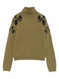 ERMANNO FIRENZE floral-sequin embellished sweater - Green