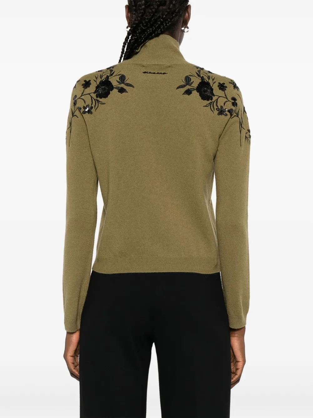 Ermanno Firenze Floral-sequin Embellished Sweater In Green