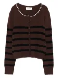 ERMANNO FIRENZE striped-pattern crystal-embellishment cardigan - Brown
