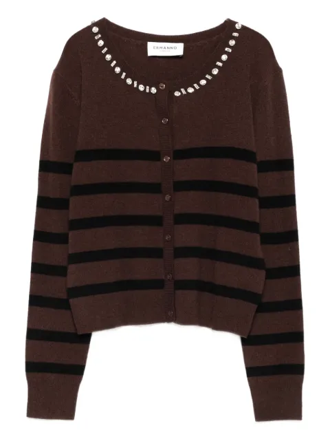 ERMANNO FIRENZE  striped-pattern crystal-embellishment cardigan