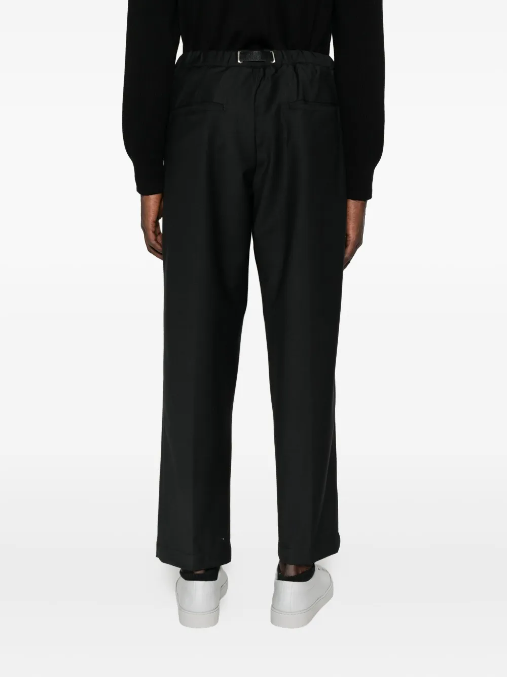 White Sand Straight broek met elastische taille en gesp Zwart