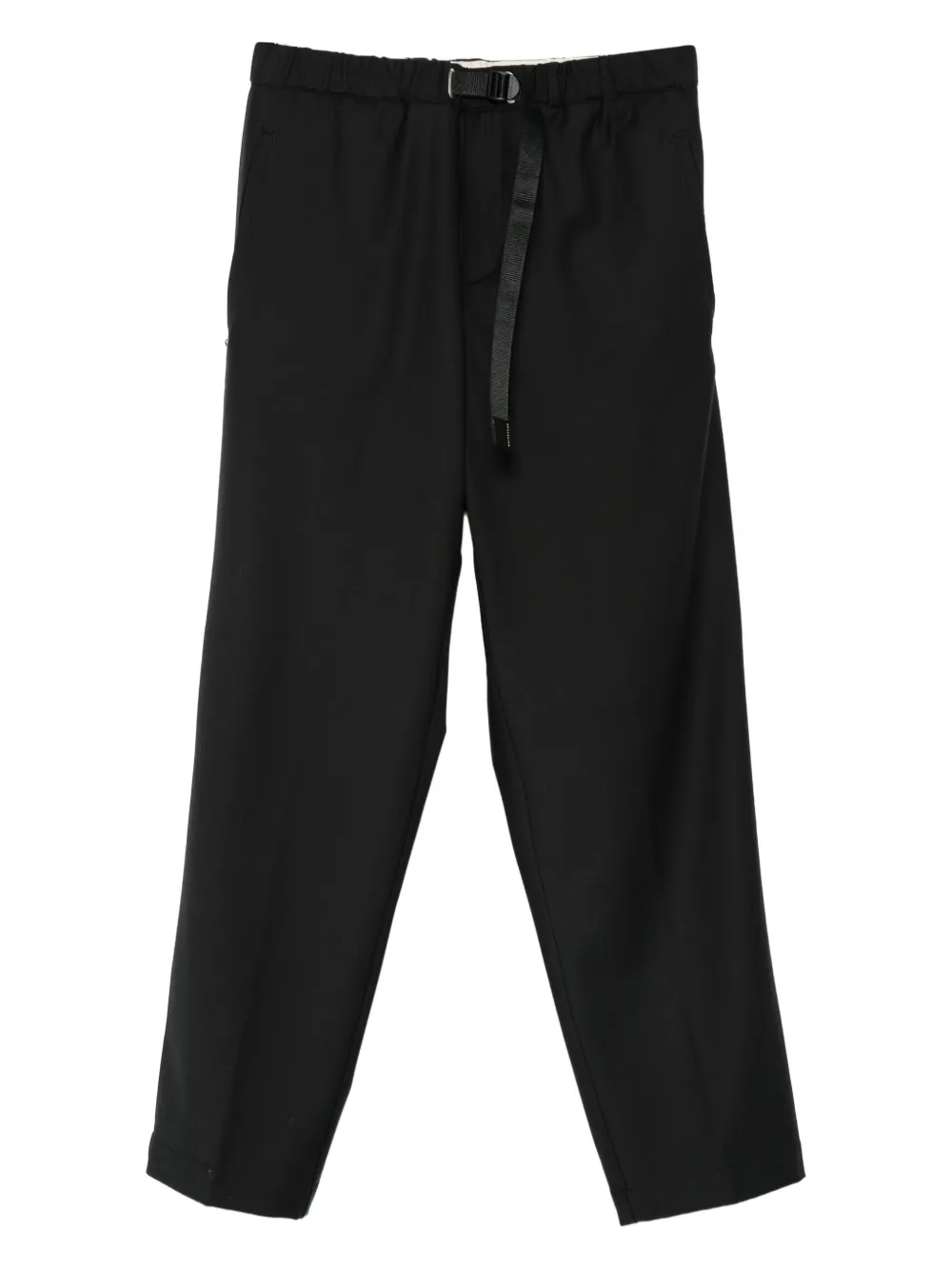 White Sand Straight broek met elastische taille en gesp Zwart