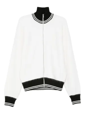 Jil Sander perforated-detail zip-front Cardigan | Grey | FARFETCH