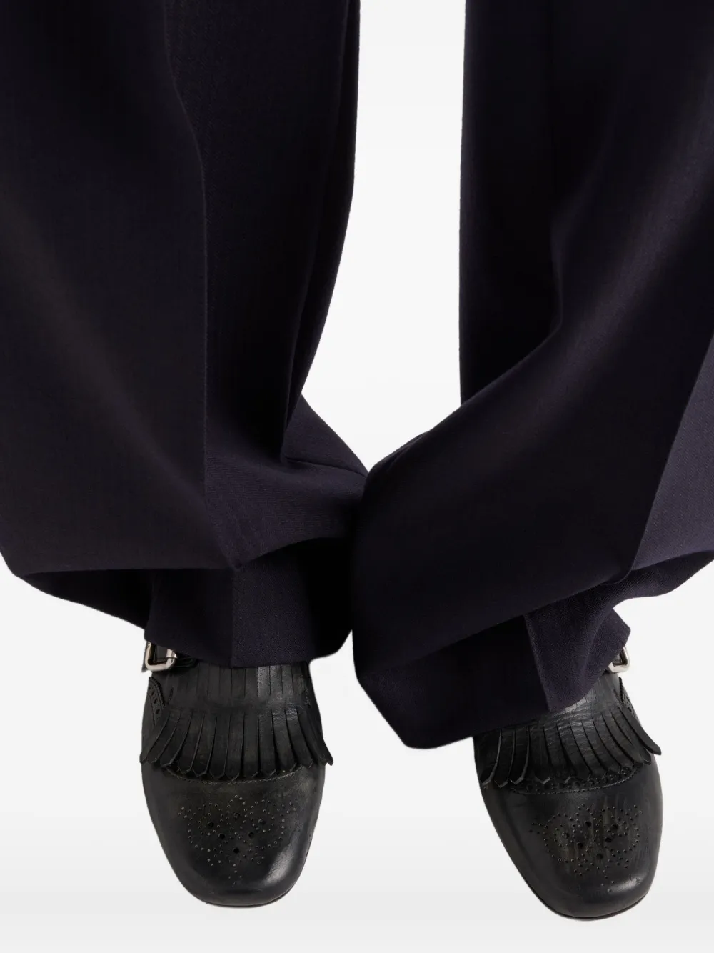 Prada buckle-strap fringe-detail leather loafers F0002 Black