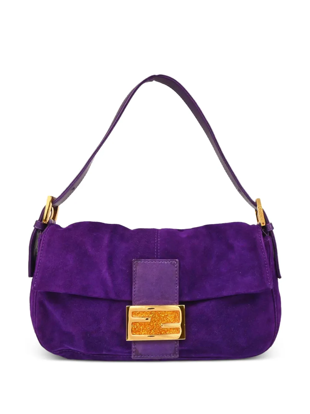 1990-2000s Lame Baguette suede shoulder bag