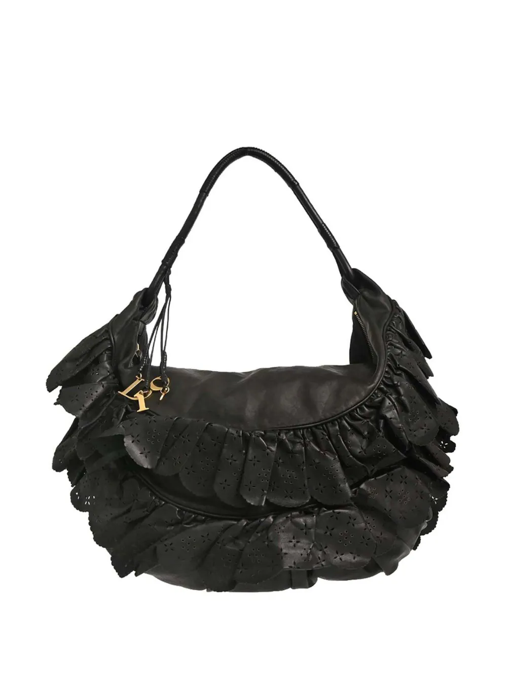 Christian Dior Pre-Owned 2007 Gipsy ruffle laser-cut handbag | Black | Image 1