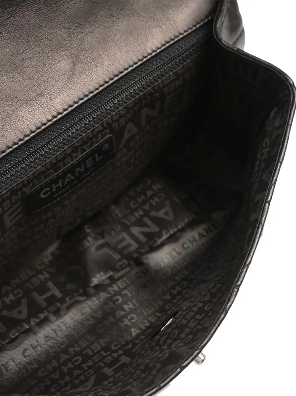 Pre-owned Chanel 2006 Choco Bar Flower-stitch Lambskin Shoulder Bag In Black