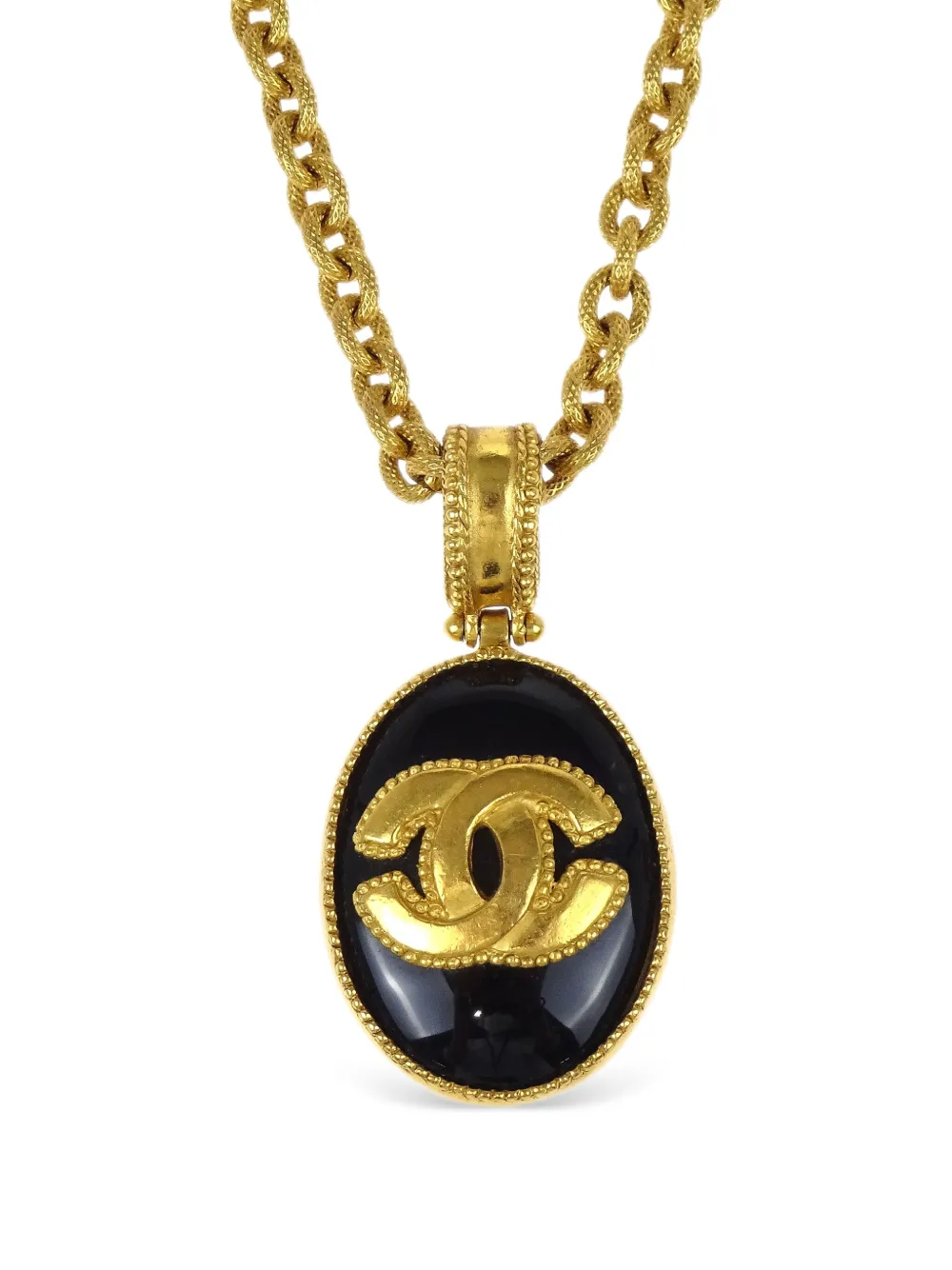 CHANEL Pre-Owned 1996 oval-stone chain necklace | Image 2
